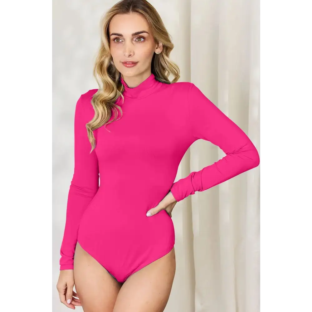 Basic Bae Full Size Mock Neck Long Sleeve Bodysuit - KRIFFA 