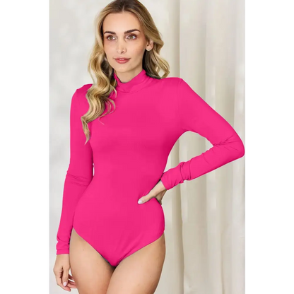 Basic Bae Full Size Mock Neck Long Sleeve Bodysuit - KRIFFA 