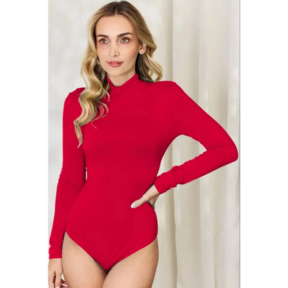 Basic Bae Full Size Mock Neck Long Sleeve Bodysuit.