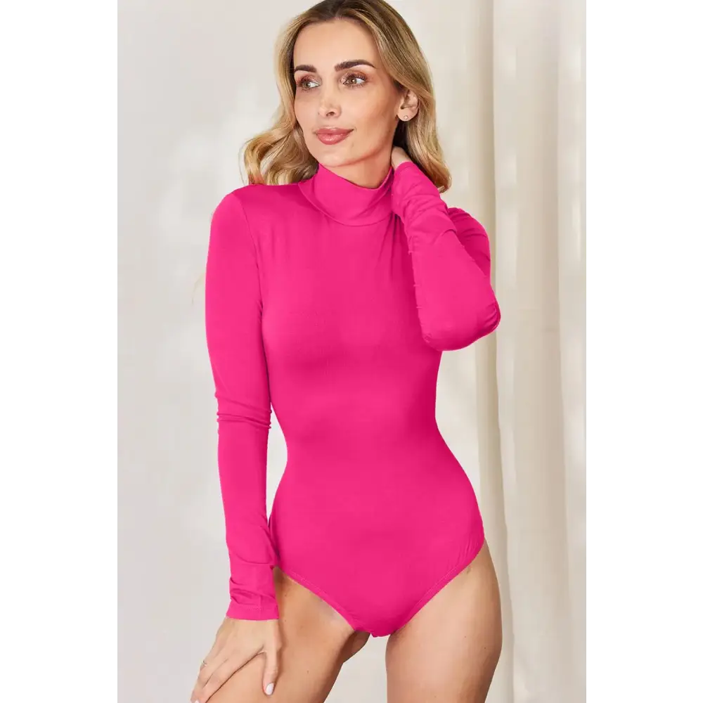 Basic Bae Full Size Mock Neck Long Sleeve Bodysuit - KRIFFA 
