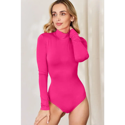 Basic Bae Full Size Mock Neck Long Sleeve Bodysuit - KRIFFA 