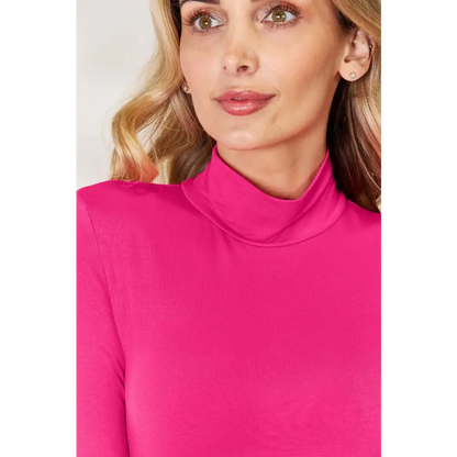 Basic Bae Full Size Mock Neck Long Sleeve Bodysuit - KRIFFA 
