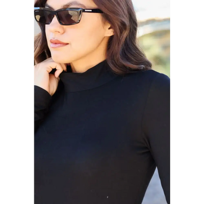Basic Bae Full Size Mock Neck Long Sleeve Bodysuit.