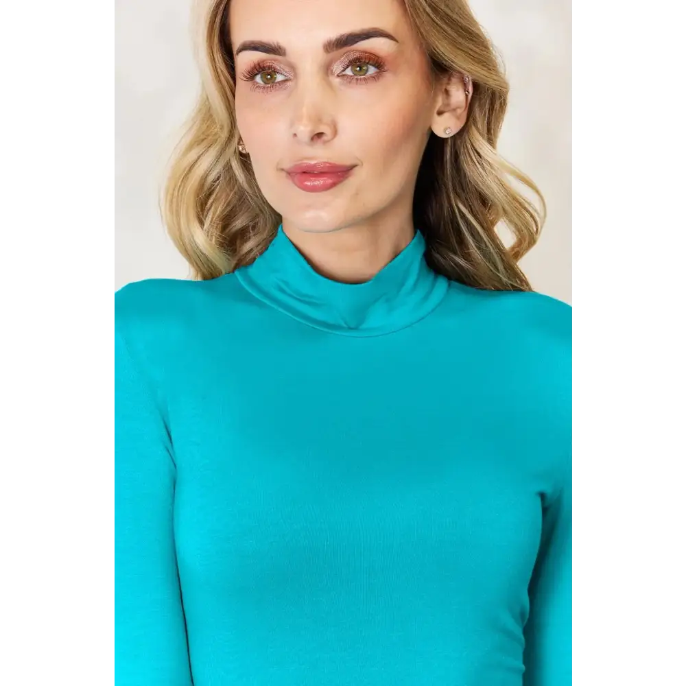Basic Bae Full Size Mock Neck Long Sleeve Bodysuit - KRIFFA 