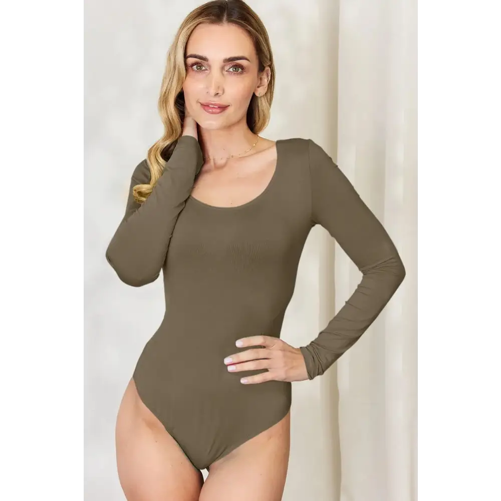 Basic Bae Full Size Round Neck Long Sleeve Bodysuit - KRIFFA 
