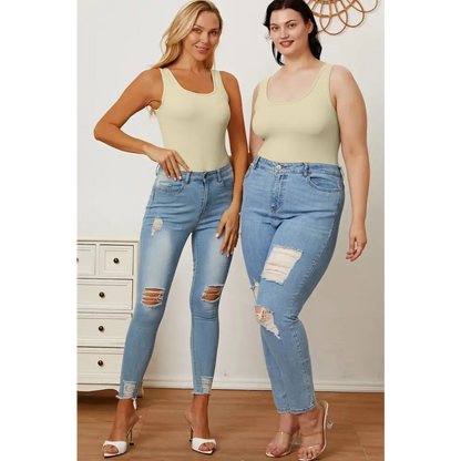 Basic Bae Full Size Square Neck Sleeveless Bodysuit.