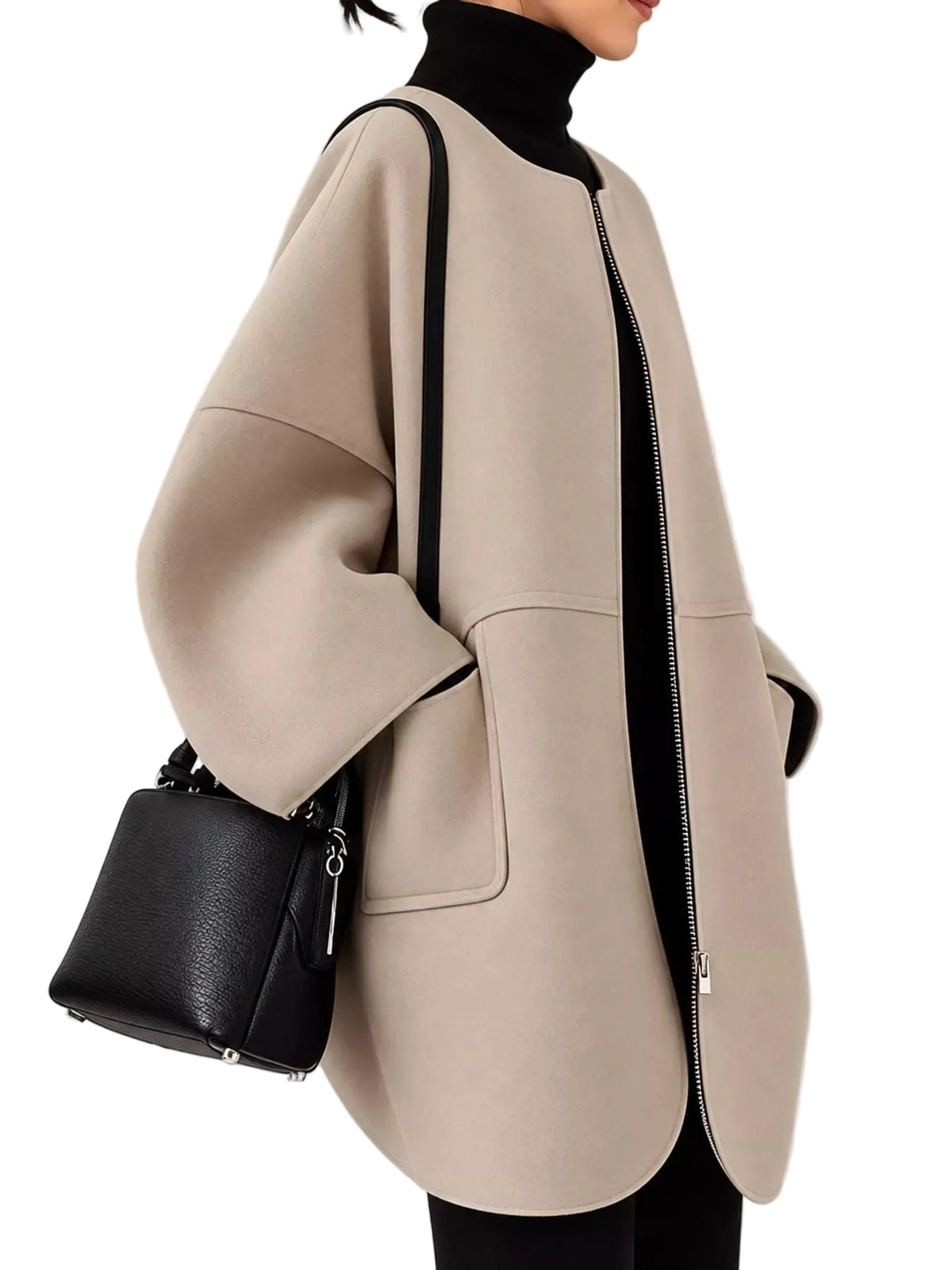 Minimalist Oversized Scuba-Style Outerwear Coat