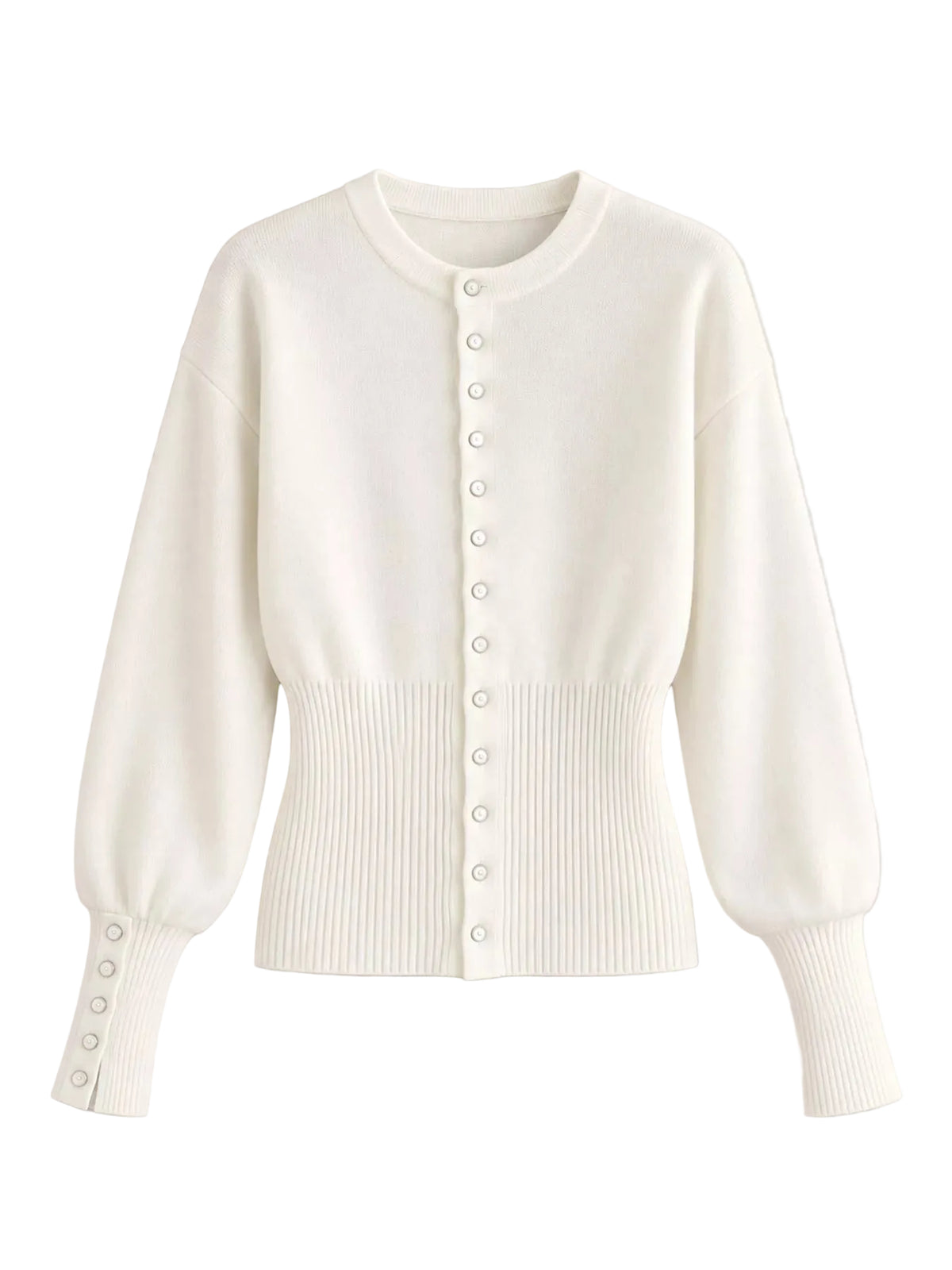 Button Up Ribbed Waist Cardigan