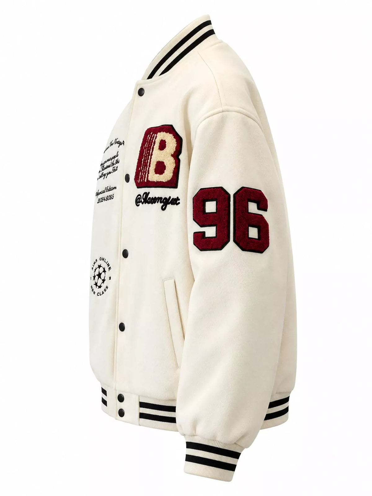Embroidered Snap Down Baseball Jacket — additional product view | KRIFFA
