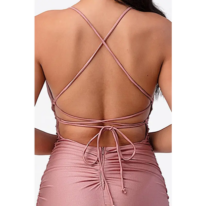 Black Lace Up Mermaid Dress.