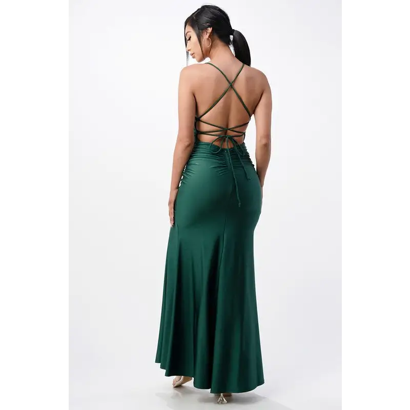 Black Lace Up Mermaid Dress.