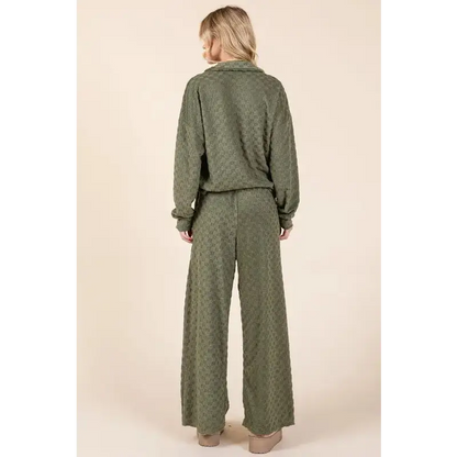 BOMBOM Tied Checkered Wide Leg Pants.