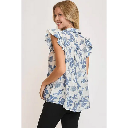 Botanical Print Babydoll Top.