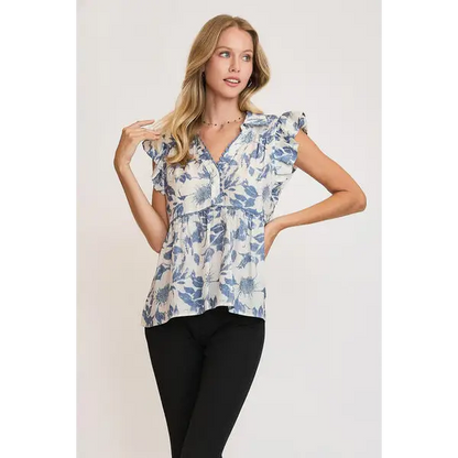 Botanical Print Babydoll Top.