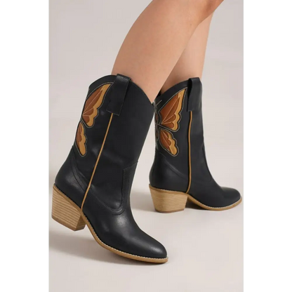 Butterfly Cut Detail Point Toe Boots.
