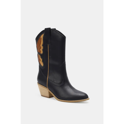 Butterfly Cut Detail Point Toe Boots.