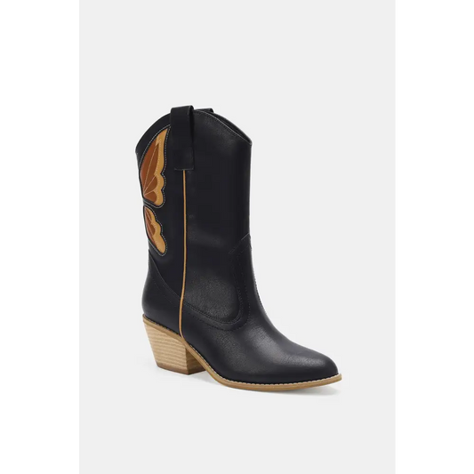 Butterfly Cut Detail Point Toe Boots.
