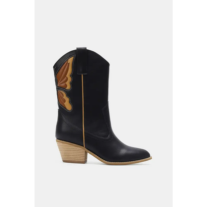 Butterfly Cut Detail Point Toe Boots.