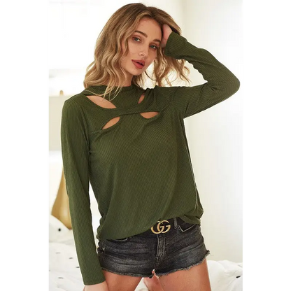 Butterfly Looking Cutout Rib Knit Top.