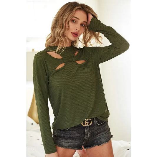 Butterfly Looking Cutout Rib Knit Top.