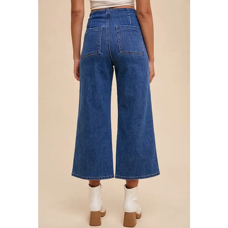 Button Fly High Waist Jeans.