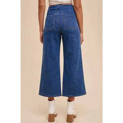 Button Fly High Waist Jeans.