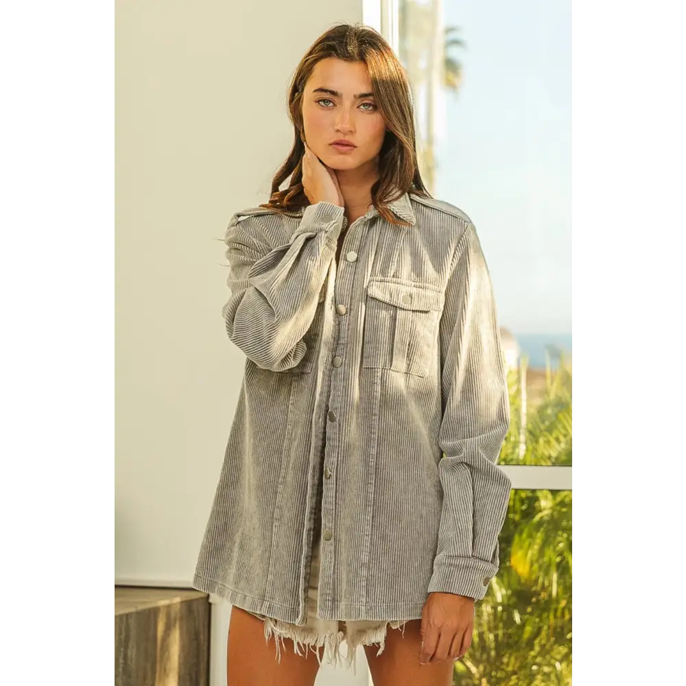 Button Up Corduroy Shacket.