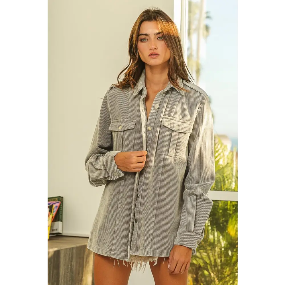 Button Up Corduroy Shacket.