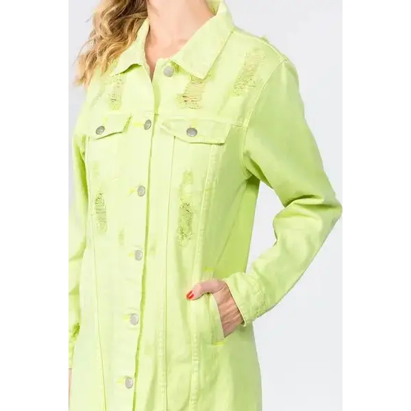 Button Up Distressed Denim Dress.