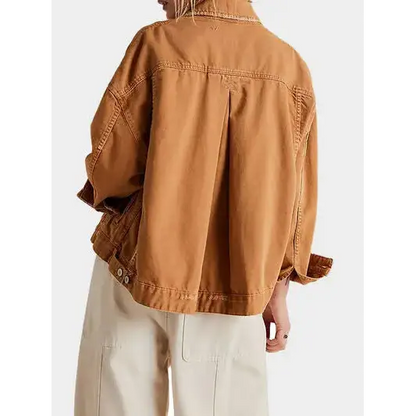 Button Up Drop Shoulder Denim Jacket.