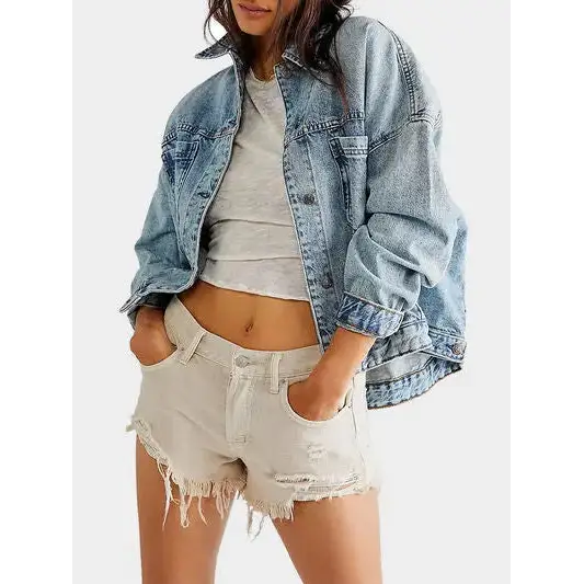 Button Up Long Sleeve Denim Jacket.