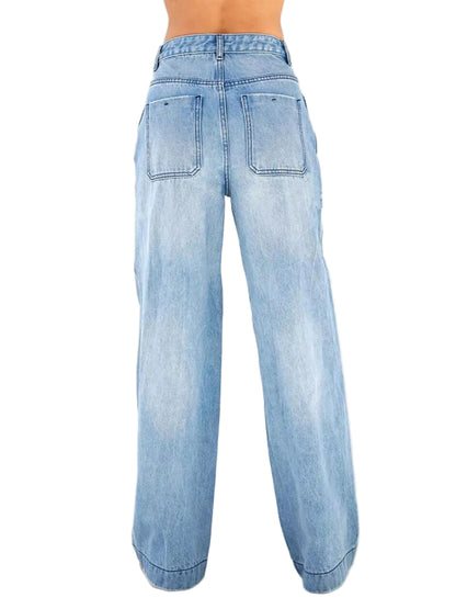 Light blue jeans on a white background