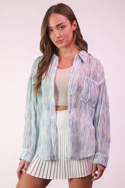 Oversized Printed Button Up Shirt.