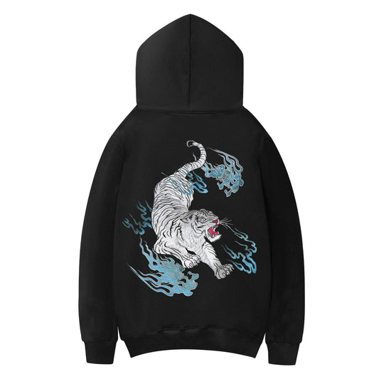 Flaming White Tiger Hoodie