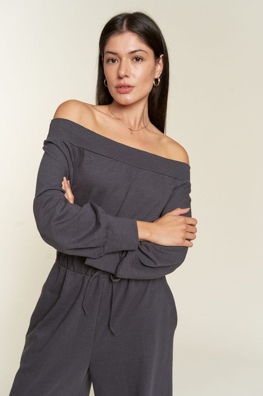 One Shoulder Terry Jumpsuit