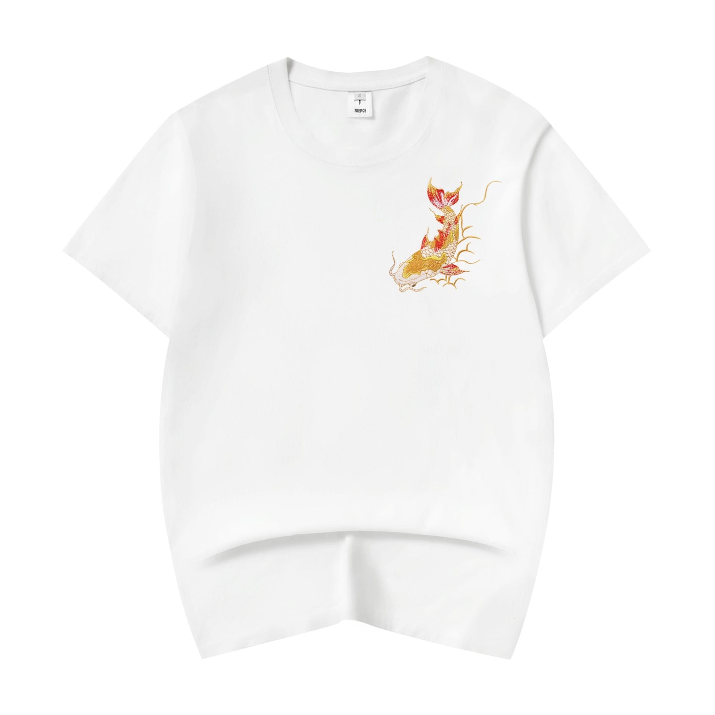Golden Koi Fish Embroidery Tee