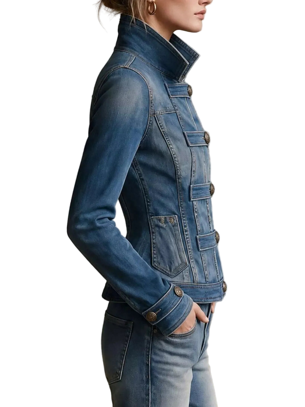Button Up Fitted Denim Jacket