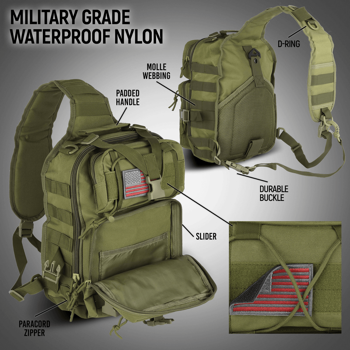Tactical 14L Range Sling Bag Backpack with Adjustable Strap