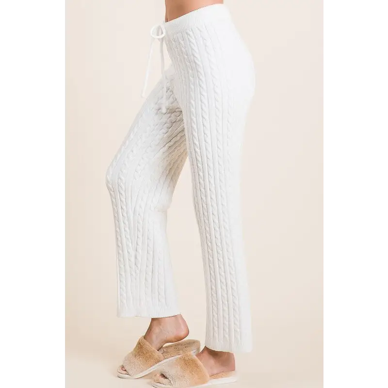 Cable-Knit High Waist Sweater Pants.