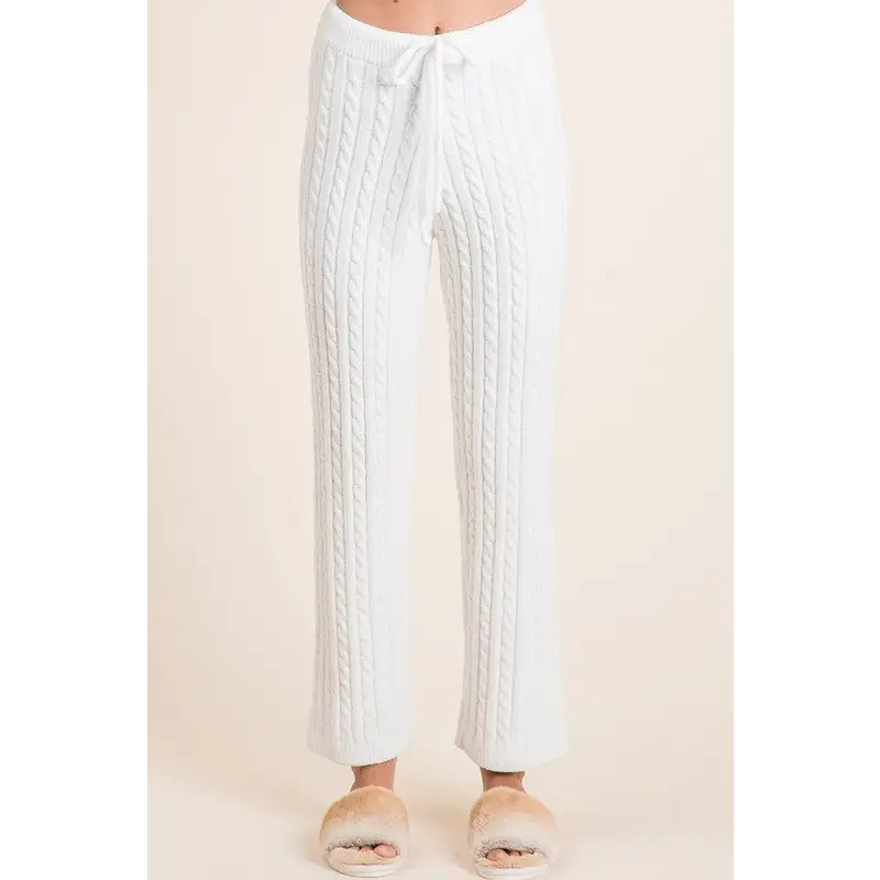 Cable-Knit High Waist Sweater Pants.