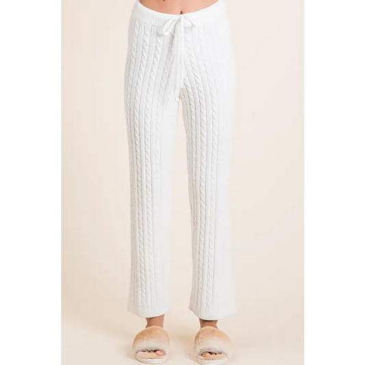 Cable-Knit High Waist Sweater Pants.