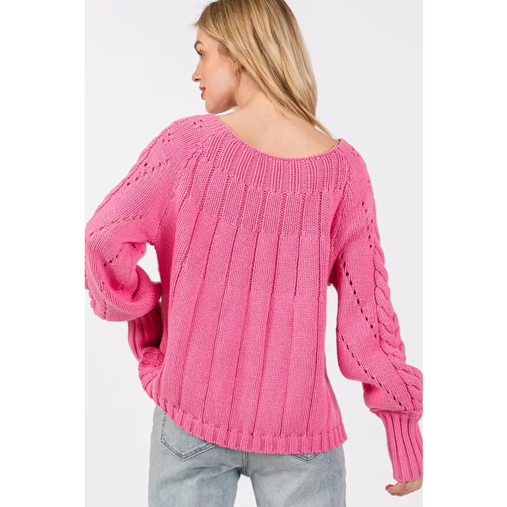 Cable-Knit Long Sleeve Sweater.