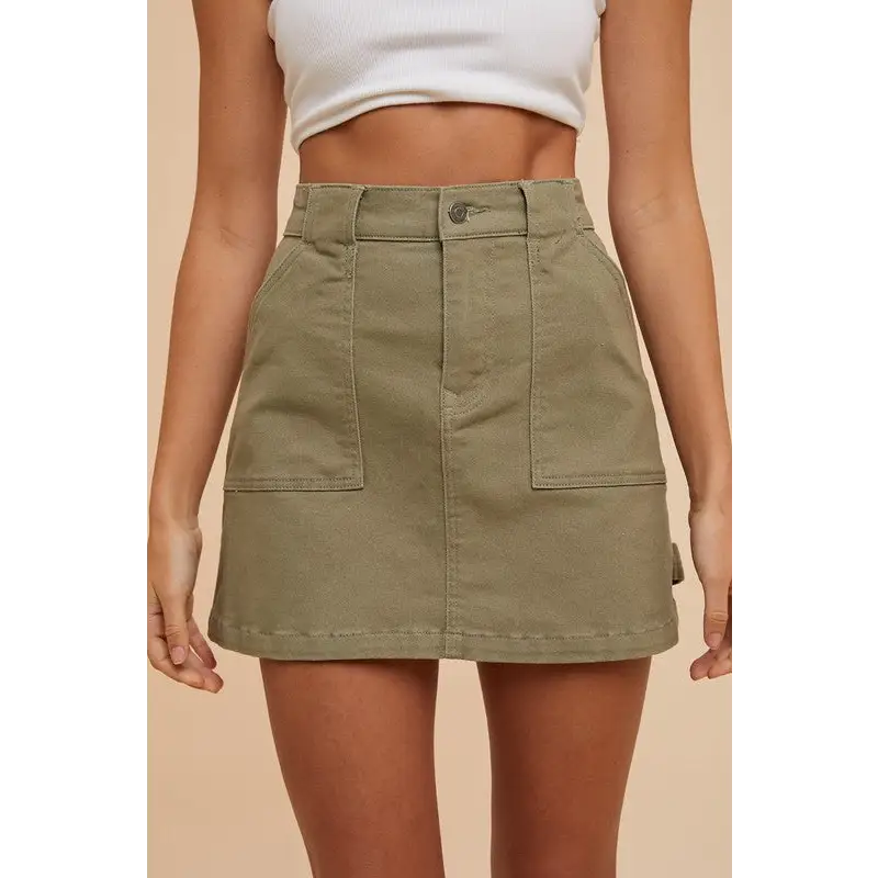 Cargo Denim Mini Skirt.