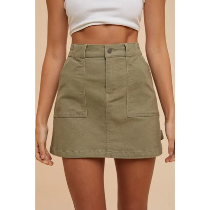 Cargo Denim Mini Skirt.