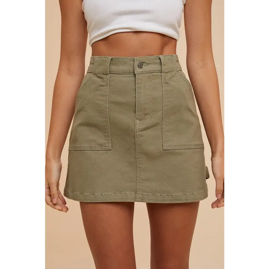 Cargo Denim Mini Skirt.