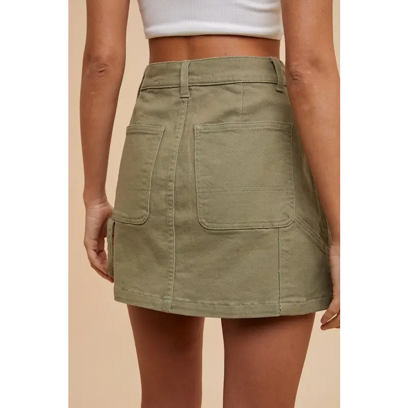 Cargo Denim Mini Skirt.