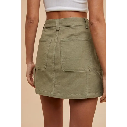 Cargo Denim Mini Skirt.