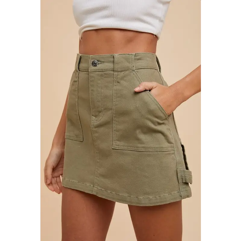 Cargo Denim Mini Skirt.