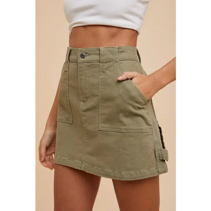 Cargo Denim Mini Skirt.