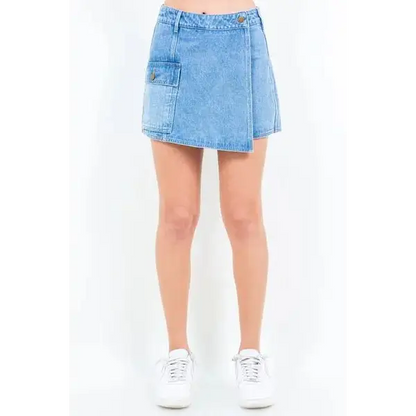 Cargo Pocket Denim Skort.